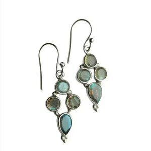 LABRADORITE cluster drop earrings in Sterling Silver